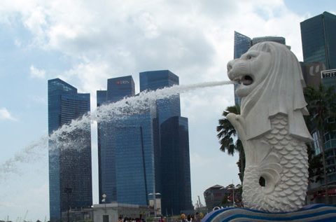 Das Symbol von Singapur der Löwe mit Fischschwanz
