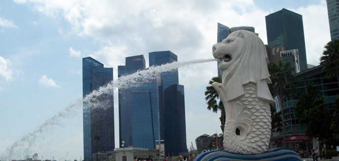 Das Symbol von Singapur der Löwe mit Fischschwanz